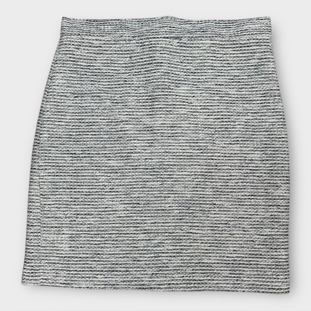 Banana Republic Womens Size 6 Navy White Textured Tweed Mini Skirt Cotton Blend